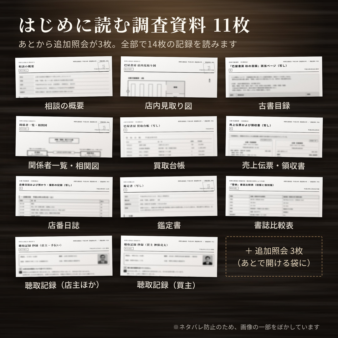 第三十七番|人が死なない紙の謎解き 古書店の贋物事件 全34枚 1〜4人 商品案内 2