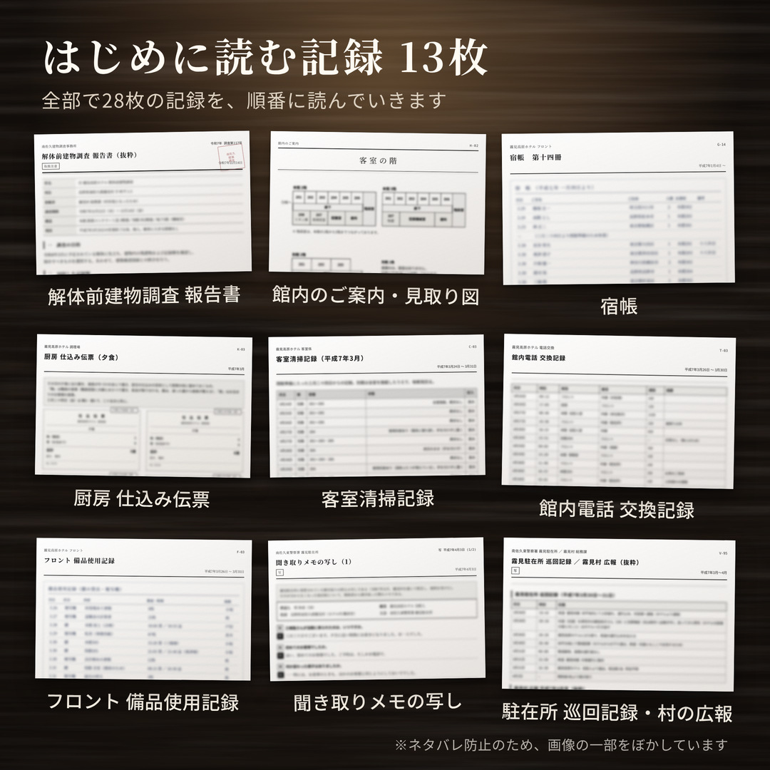 退館時刻|記録を読んで解く失踪ミステリー 謎解き 全56枚 1〜4人 商品案内 2